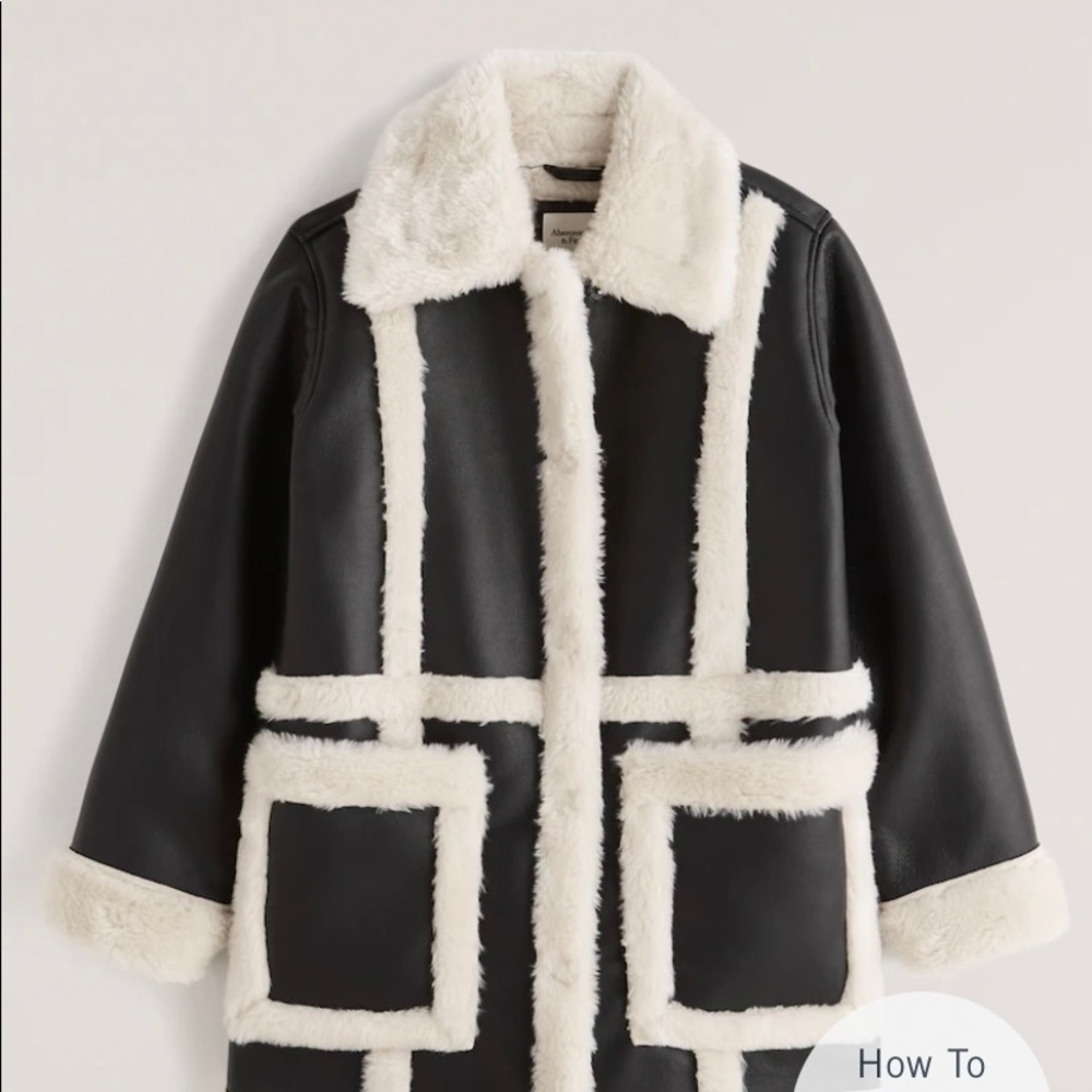 Oversized Sherpa-Lined Vegan Leather Coat